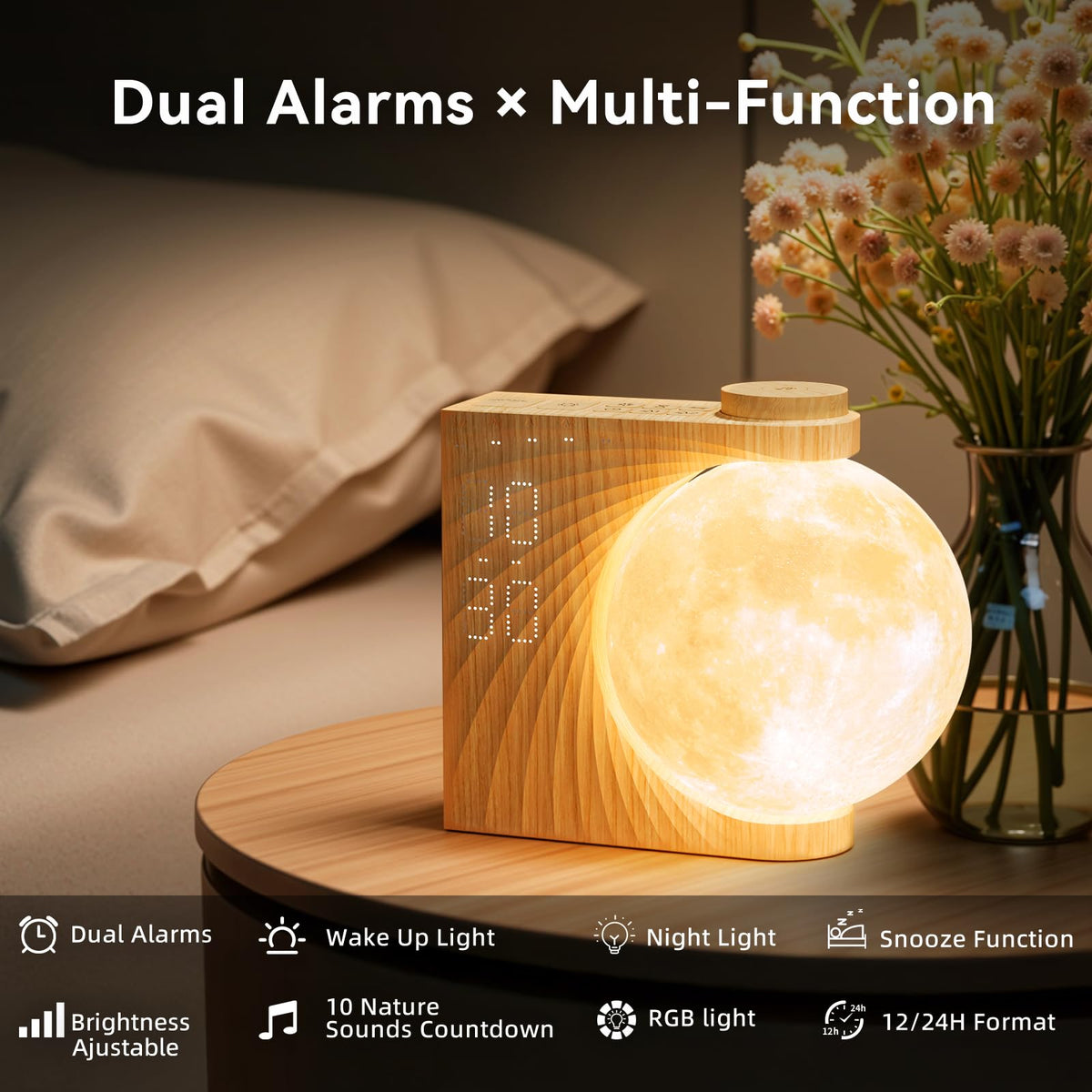RETEYUNG clock shows 10 color effects to set moods