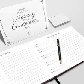 Memory cards for heartfelt condolences alongside the guest book.