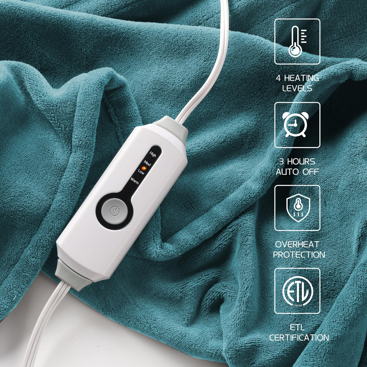 ReyyNio blanket features 10-hour auto-off for safe use.