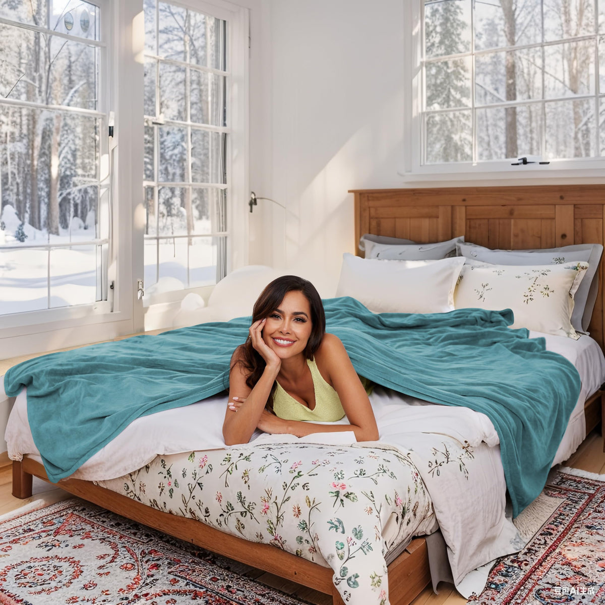 ReyyNio heated blanket showing four heat levels for adjustable comfort.