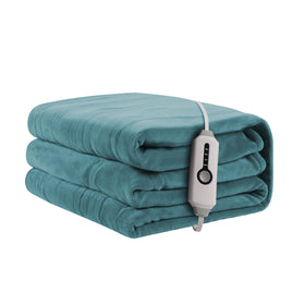 ReyyNio heated blanket with twin 62x84 size and soft coral fleece for cozy warmth.