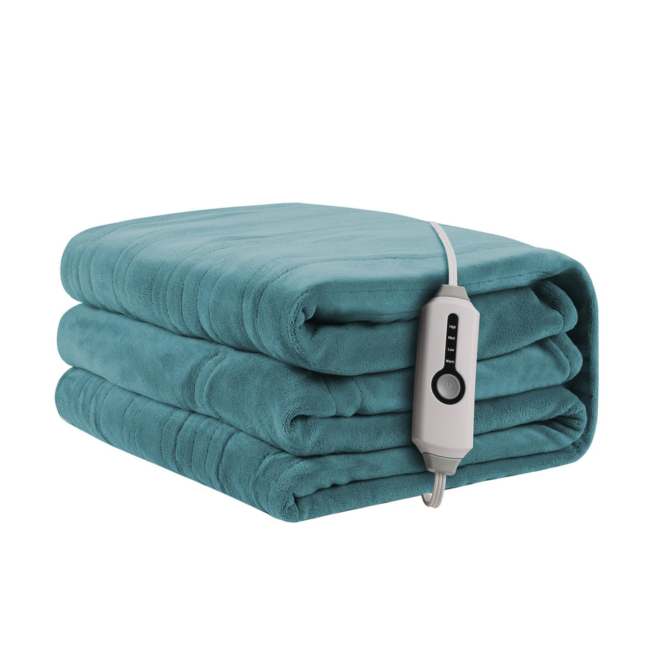 ReyyNio heated blanket with twin 62x84 size and soft coral fleece for cozy warmth.