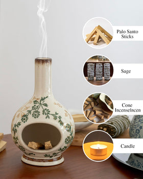 RGBDOT palo santo burner adapts to wood burning rituals with clean ash catch.