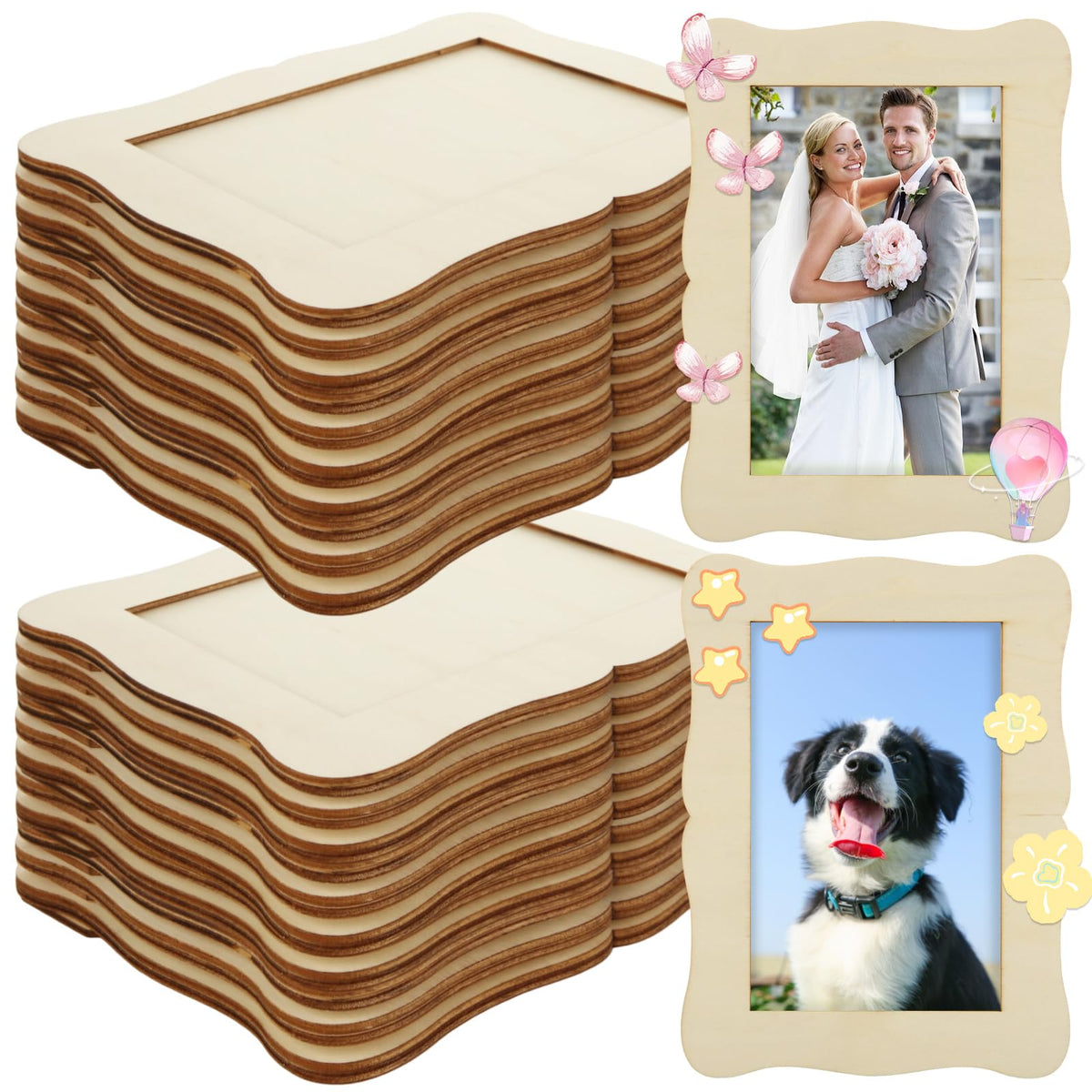 RHBLME 24 pack wooden frames front view for DIY decor and photo display