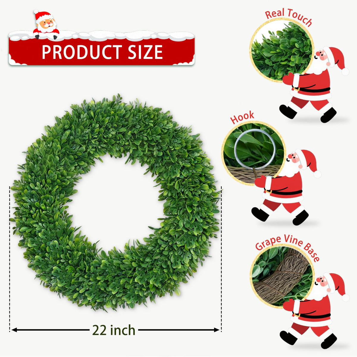 RHTRJ boxwood wreath with welcome sign creates a warm entryway.