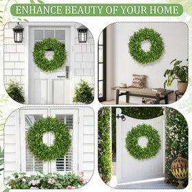 Outdoor wreath on porch adding seasonal charm to exterior decor