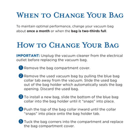 Riccar Tandem Air blue dock connection shows easy bag install