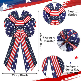 Riceshoot burlap patriotic bow with rugged texture for rustic outdoor displays.