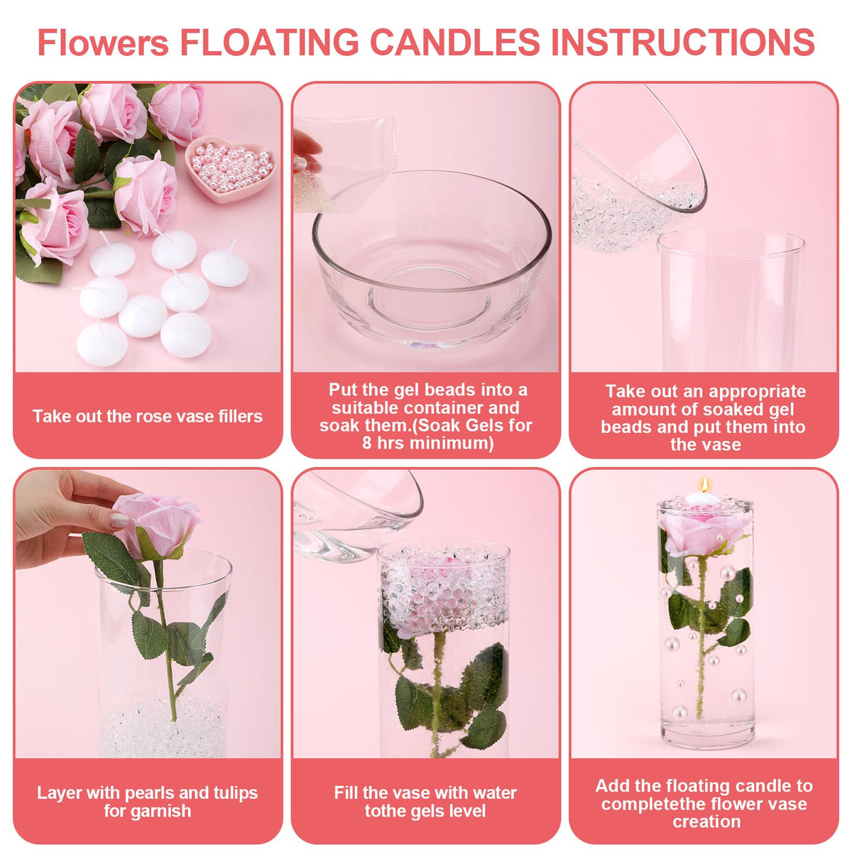 Riceshoot clear water gels create crystal-clear vase base