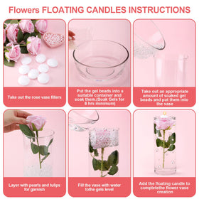 Riceshoot clear water gels create crystal-clear vase base