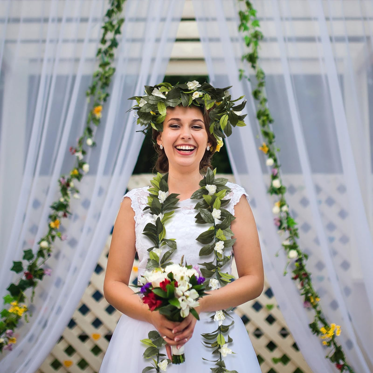 Riceshoot versatile lei suits graduations, weddings, and tropical parties.