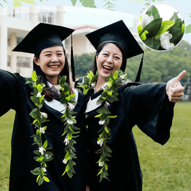 Riceshoot gradient from light green to gray-green adds depth to the lei.
