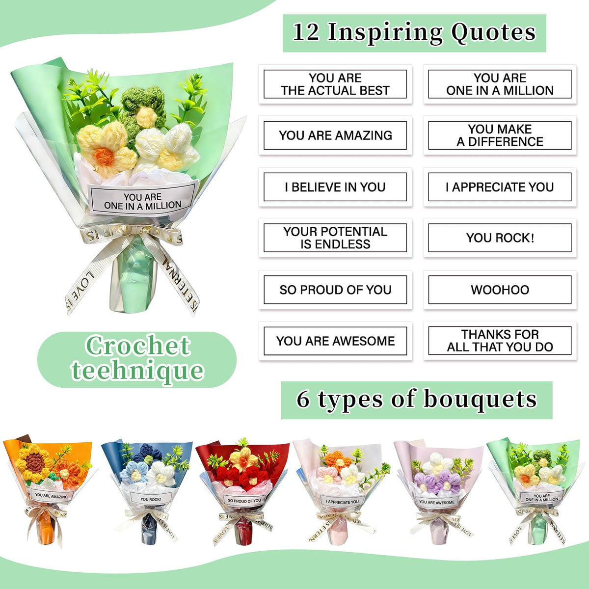 Riceshoot handmade cotton flowers gift set ideal for teachers and nurses.