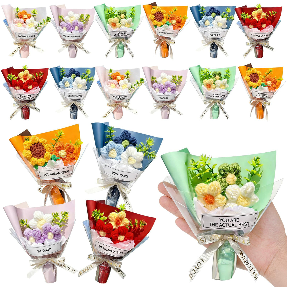 Riceshoot inspirational crochet bouquet flowers for gifting and decor.