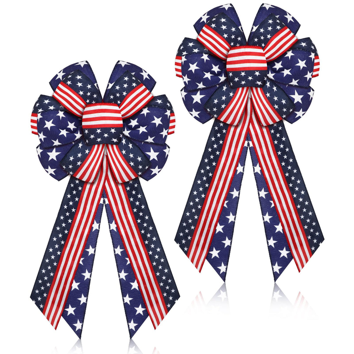 Riceshoot memorial day patriotic bow 10x18 inches for wreaths and mantels.