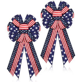 Riceshoot memorial day patriotic bow 10x18 inches for wreaths and mantels.