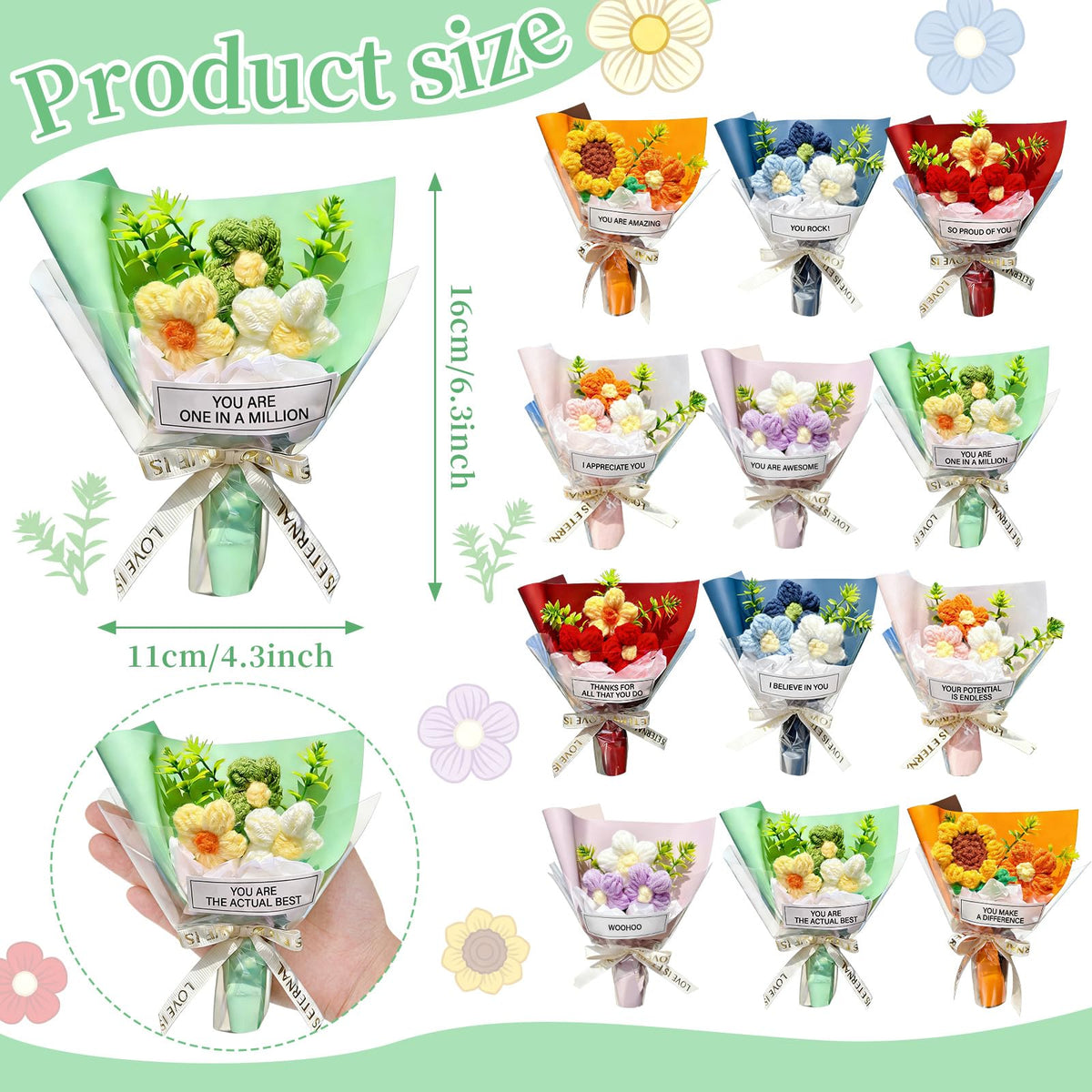 Riceshoot mini crochet flowers variety adds vibrant tactile accents to desks.