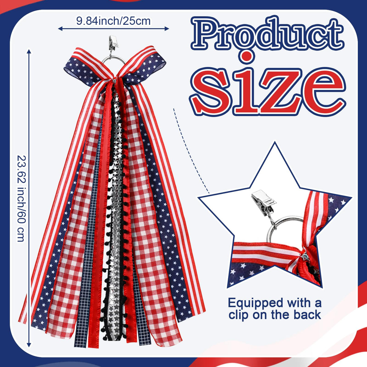 Riceshoot patriotic ribbon bow 25x60 cm adds festive color to doors