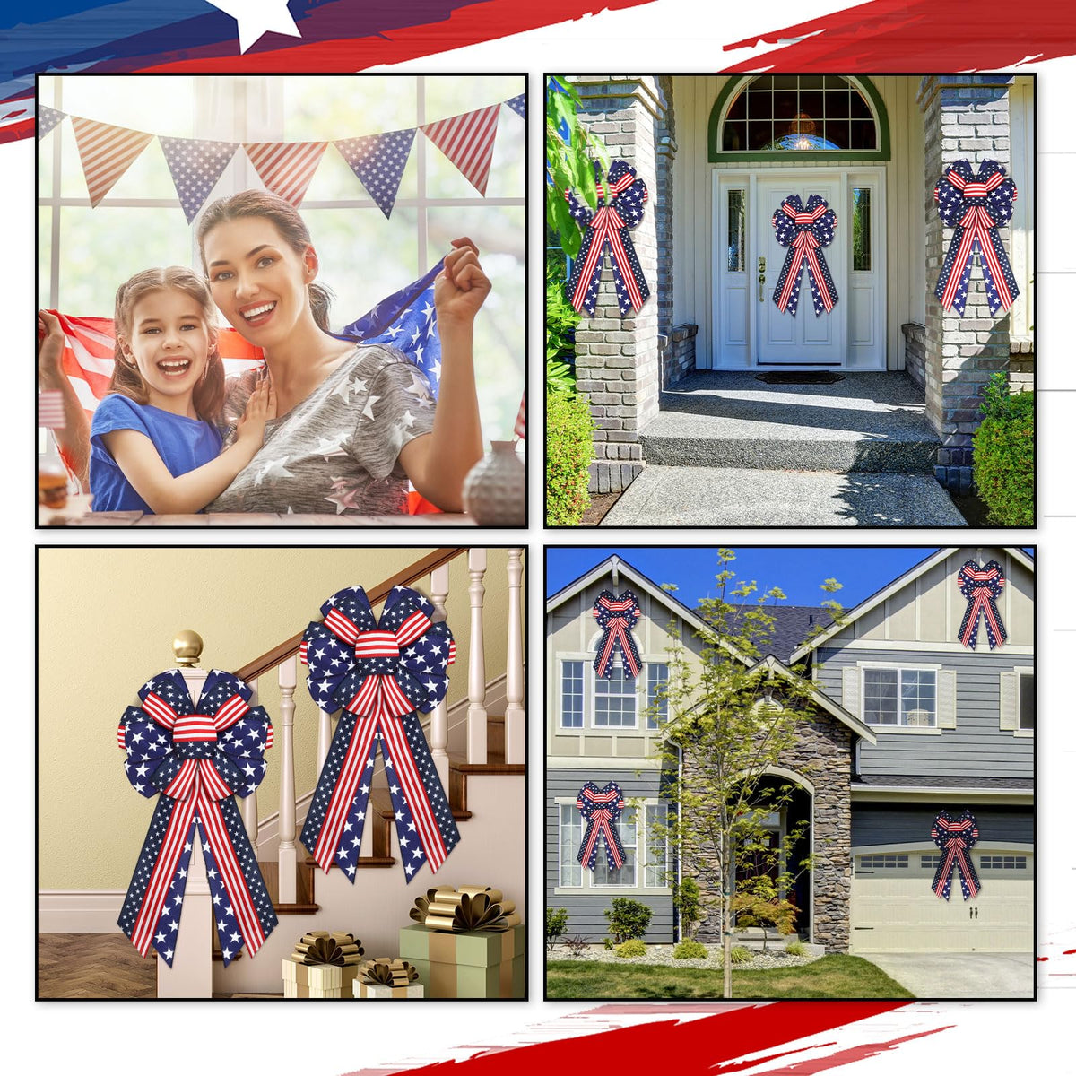 Riceshoot two-pack offers matching bows for symmetric holiday setups.