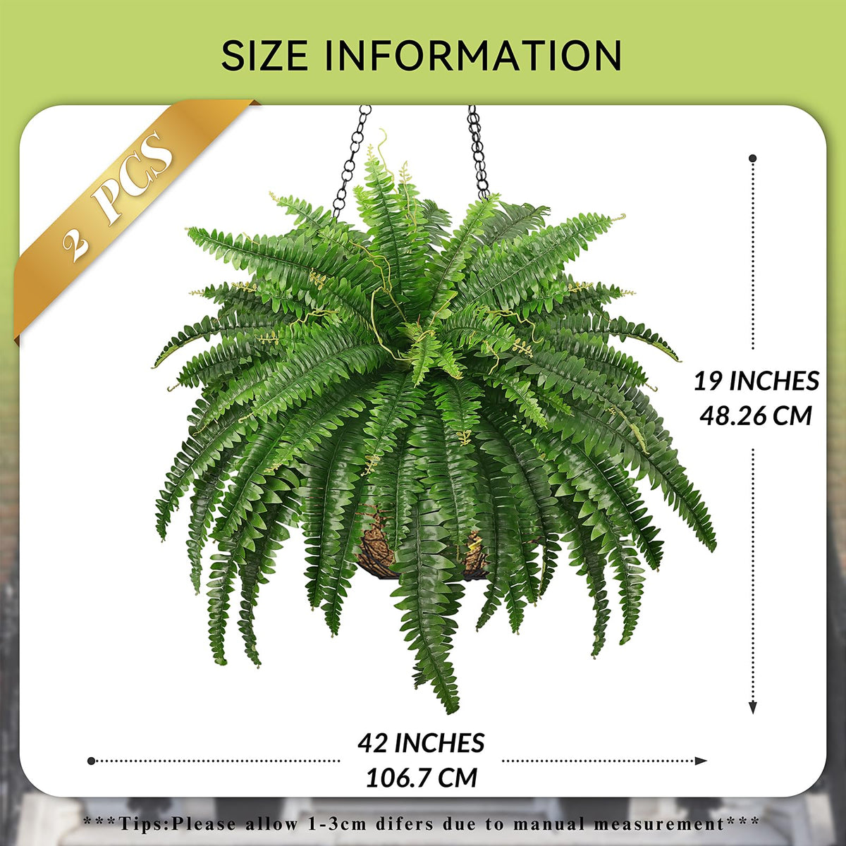 Richeerca allergen-free faux fern that stays vibrant year-round for homes and offices.