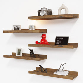 RICHER HOUSE 5-set floating shelves on wall decor with lip edge for secure display