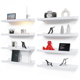 RICHER HOUSE 8-set floating shelves with lip design securely display small decor items.