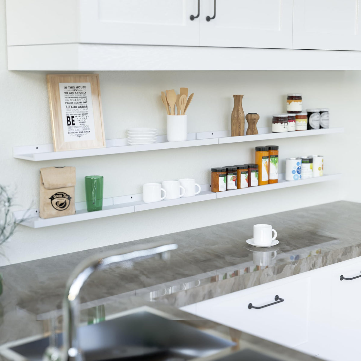 RICHER HOUSE bedroom and living room decor shelves add tidy storage and visual interest.