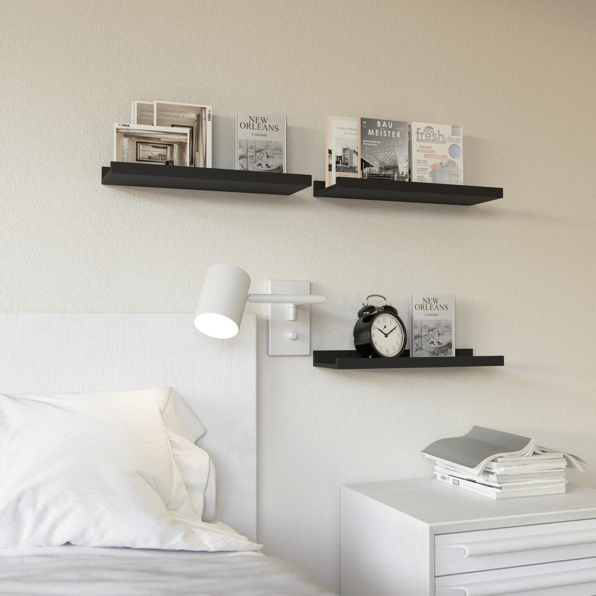 RICHER HOUSE wall-mounted shelves provide kitchen storage and organization