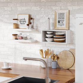 RICHER HOUSE white floating shelves with concealed mounting offer a floating look and wall-saver clarity