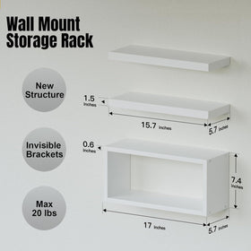 RICHER HOUSE white floating shelves for living room decor, books and photos neatly displayed