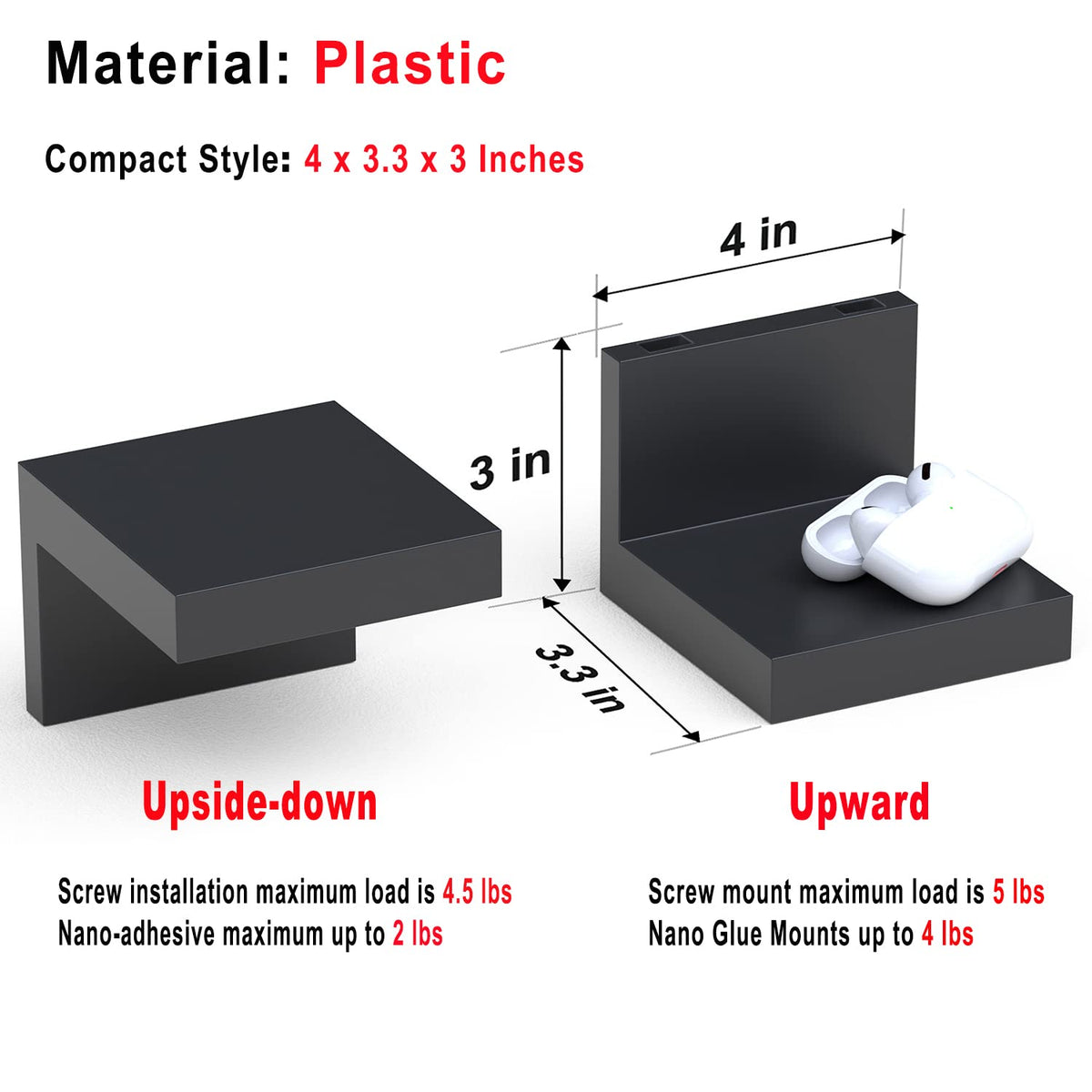 Richer House compact black shelves demonstrate 4-inch depth for tidy decor