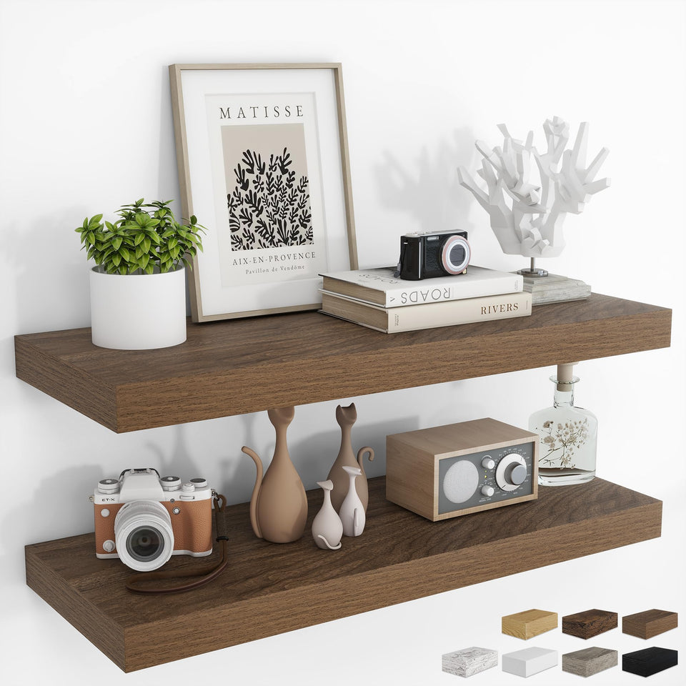RICHFOCUS 36Inch floating shelves on the wall with invisible brackets for clutter-free storage.