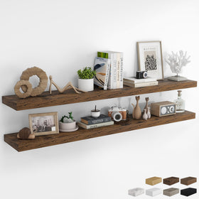 RICHFOCUS 72-inch floating shelf assembly with invisible brackets for clean wall mounting.