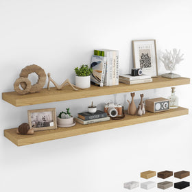 RICHFOCUS 72-inch floating wall shelves in oak finish for versatile storage