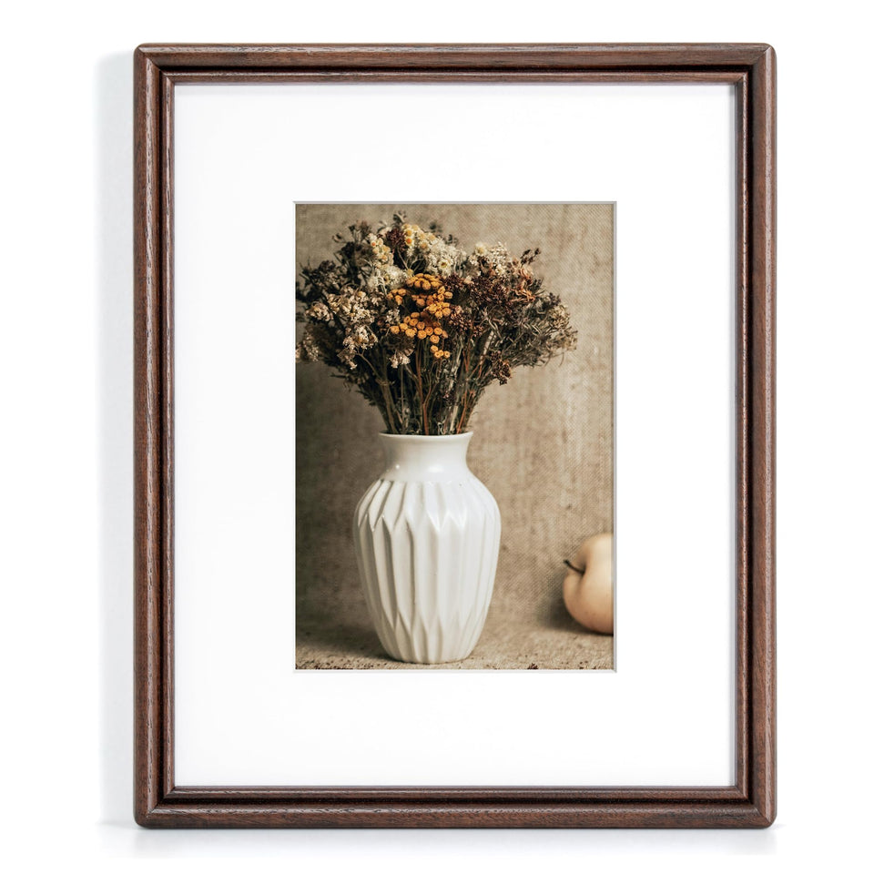 RICHFOCUS 8x10 picture frame with natural walnut grain for warm display