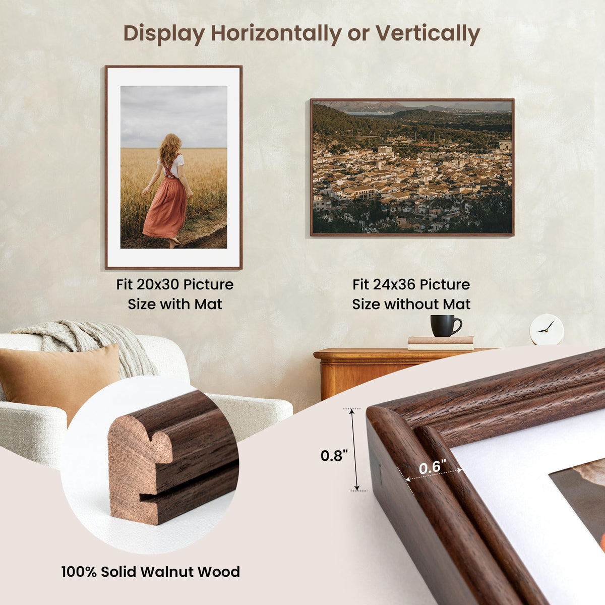 RICHFOCUS frame supports horizontal and vertical wall mounting for flexible use.