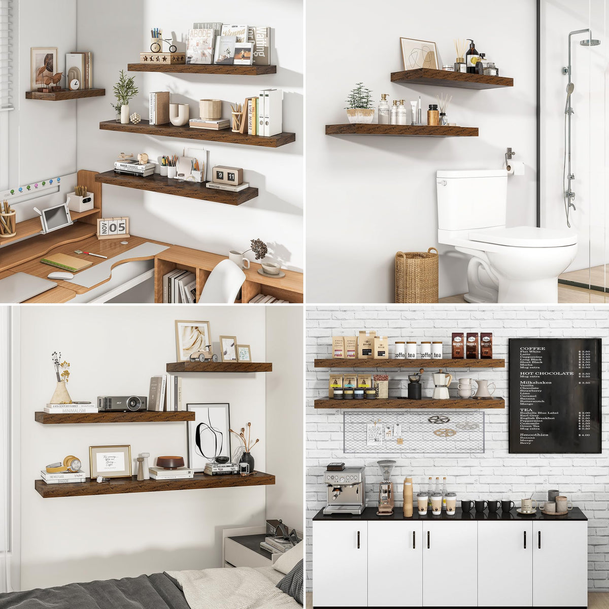 RICHFOCUS living room display shelf showcasing decor while saving floor space.