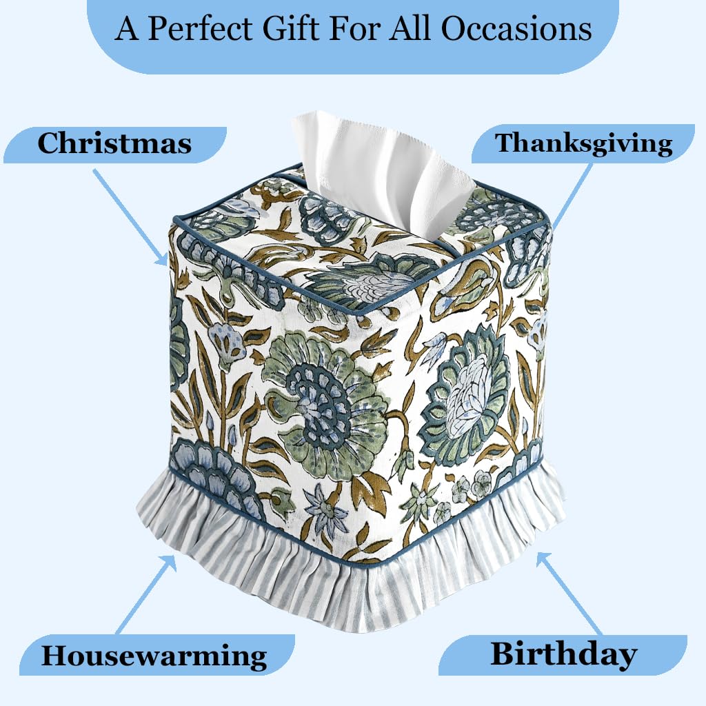 Ridhi artisan cotton textile tissue box cover blends practicality with style