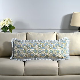 Ridhi Block Print Asparagus Green sham room setting enhances seasonal decor