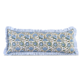 Ridhi Block Print Asparagus Green sham closeup shows soft cotton texture for coziness