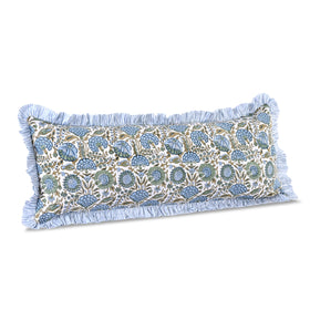 Ridhi Block Print Asparagus Green sham side view reveals durable stitching