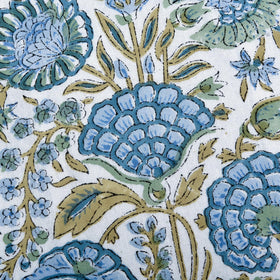 Ridhi Block Print Asparagus Green sham texture closeup highlights breathable cotton