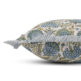 Close up of Ridhi cotton canvas weave on pillow cover for durability and softness