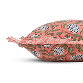 Ridhi block print pillow covers shown together create a coordinated, stylish sofa accent