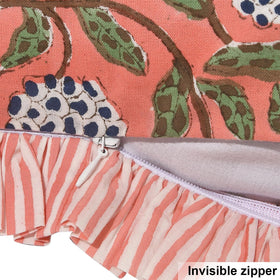 Ridhi pillow cover with zipper closure keeps inserts secure and pillows neat