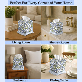 Ridhi tissue box cover enhances bedrooms and living spaces with refined decor.