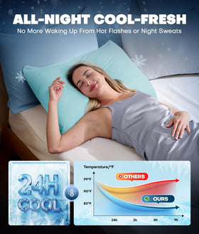 Rifens instant-cool fabric detail helps dissipate heat for a calmer night.