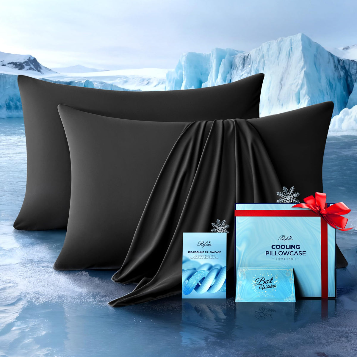 Rifens Ultra-Chill pillowcase main shot showing breathable cooling fabric for cooler nights