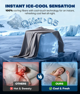 Rifens Queen light gray folded pillowcase highlighting smooth surface and luxe softness.