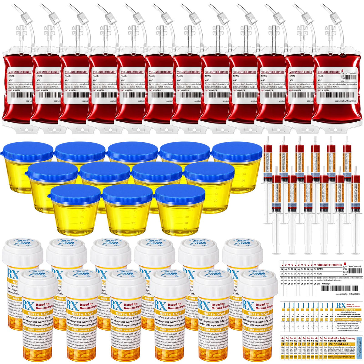 RimCereal blood bags 150 ml for graduation party decor and beverages